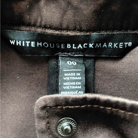 WHBM Chocolate Brown Bomber style Jacket / Coat Copper Snap Buttons & Buckle xxs - Picture 7 of 8